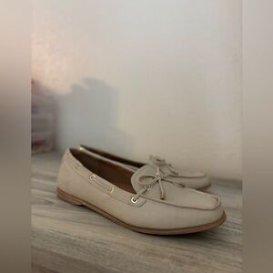 Cream Loafers with Bow Detail